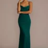 Stretch Crepe Cowl Neck Strappy Bridesmaid Dress