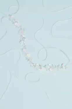 3D Flower Ribbon-Tie Headband With Pearls