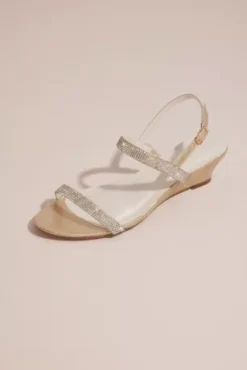 Sheath Crystal Wedge Sandals With Adjustable Strap