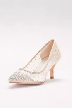 Mid-Heel Mesh Pointed-Toe Pumps