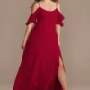 Cold-Shoulder Long Chiffon Bridesmaid Dress
