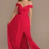 Off-Shoulder Crepe Charmeuse Bridesmaid Dress