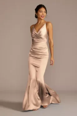 Satin Spaghetti Strap Mermaid Bridesmaid Dress