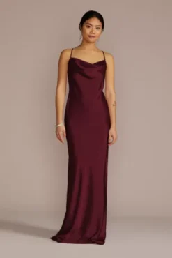 Charmeuse Cowl Neck Bridesmaid Dress