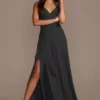 Tank Georgette Cascade Bridesmaid Dress With Slit