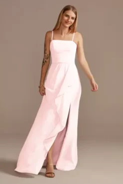 Spaghetti Strap Bridesmaid Dress With Cascade