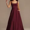 Satin Square Neck Tank Bridesmaid Dress