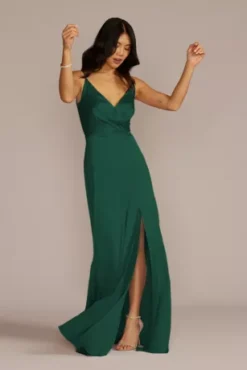 Stretch Charmeuse Cowl Back Bridesmaid Dress
