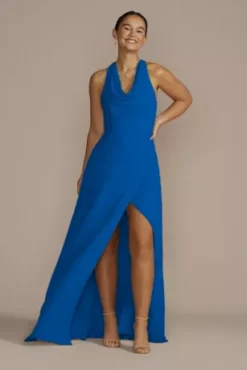 Sleeveless Crinkle Chiffon Sheath Bridesmaid Dress