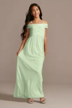 Crisscross Off-Shoulder Junior Bridesmaid Dress