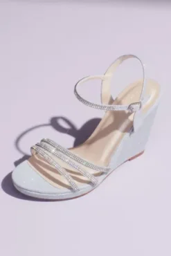 Glitter Metallic Wedges With Embellished Straps