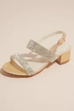 Crystal Flower Girl Block Heel Sandals