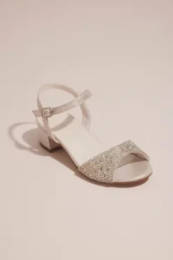 Girls Pearl Beaded Metallic Low-Heel Sandals