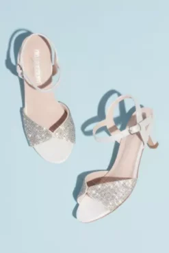 Girls' Pave Crystal Peep Toe Ankle Strap Sandals