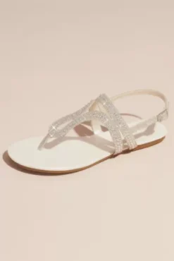 Crystal Embellished Glitter Flat Sandals