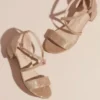 Girls Block Heel Sandals With Crossing Vamp Straps