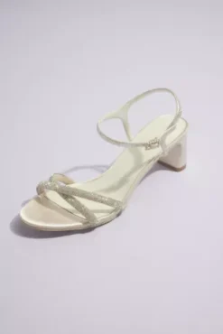 Crystal Embellished Cross Strap Block Heel Sandals