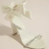 Removable Ankle Bow Crystal Strap Heeled Sandals