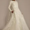Beaded Lace Long Sleeve Modest Wedding Dress
