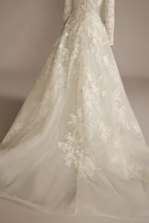 Beaded Lace Long Sleeve Modest Wedding Dress - Image 4