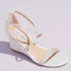 Crystal Crisscross Strap Wedge Sandals