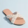 Pearl Beaded Cutout Slide Sandals
