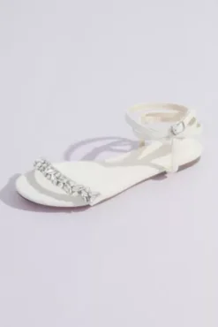 Shimmery Wrap-Around Flat Sandals With Crystals