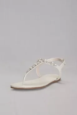 Pearl And Crystal T-Strap Sandals
