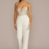 Strapless Beaded Floral Applique Bodice Jumpsuit