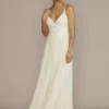 Pleated Spaghetti Strap A-Line Wedding Dress