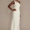 One-Shoulder Stretch Crepe Sheath Wedding Dress