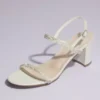 Two Strap Pearl And Crystal Block Heel Sandals