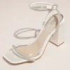 Crystal Embellished Wrap Block Heel Sandals