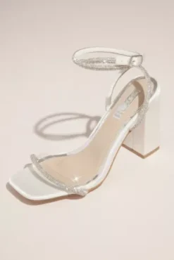 Crystal Embellished Wrap Block Heel Sandals