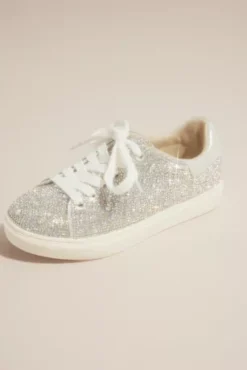 Flower Girl Sparkly Crystal Platform Sneaker