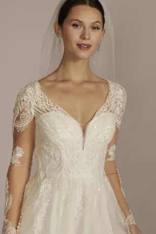 Plunging Open Back Tulle Wedding Dress - Image 4