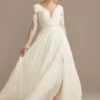 Applique Illusion Chiffon Plus Size Wedding Dress