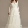 Corset Bodice Long Sleeve A-Line Wedding Dress