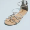 Twisted Crystal Strap Flat Sandals