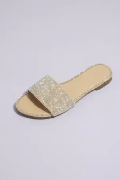 Crystal-Encrusted Wide-Strap Slides
