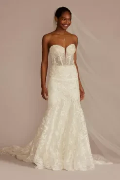 Beaded Brocade Embellished Mermaid Wedding Dress
