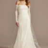 Long Sleeve Off Shoulder Sequin Lace Wedding Dress