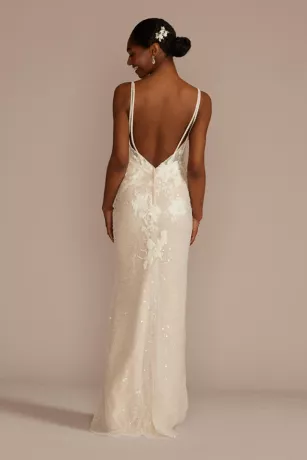 Sequin Applique Wedding Dress With Removable Train - Image 4