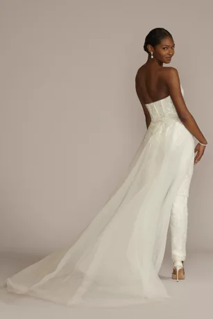 Embellished Bridal Jumpsuit With Overskirt - Image 3