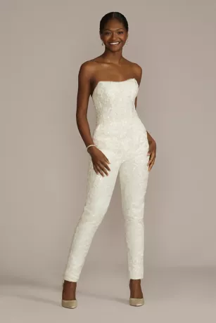 Embellished Bridal Jumpsuit With Overskirt - Image 2