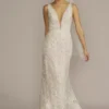 Lattice Beaded Applique Sheath Wedding Dress
