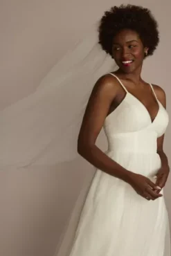 Tulle Mid-Length Veil With Rhinestone Comb