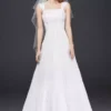 A Line Chiffon Split Front Overlay Wedding Dress