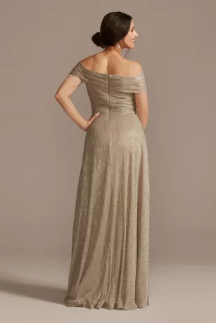 Pleated Metallic Off-the-Shoulder Dress - Image 2