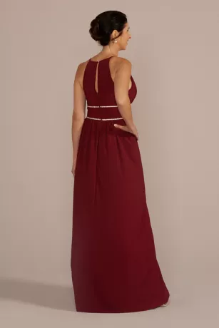 Halter Jersey Knit Gown With Rhinestone Waist - Image 2